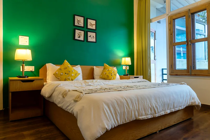 The room in daylight, Peak View Perch room, The Coverpage Boutique Stays, Mussoorie