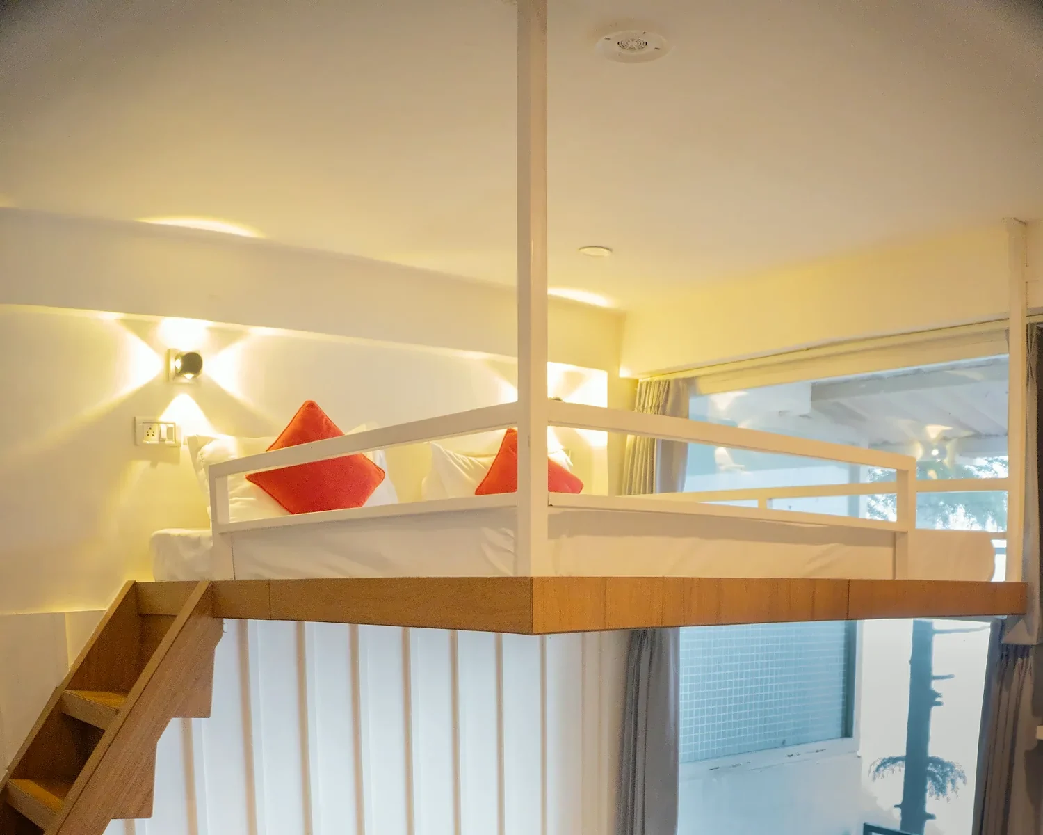 Cloud 9 room with a floating loft bed